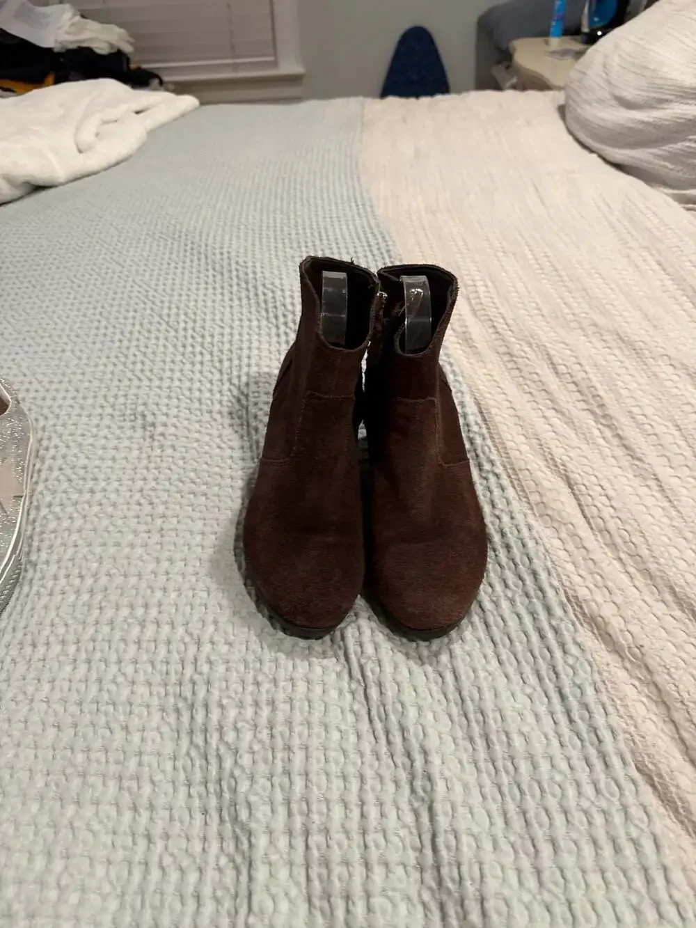 Crocs Leigh Suede Wedge Ankle Booties in Espresso Brown